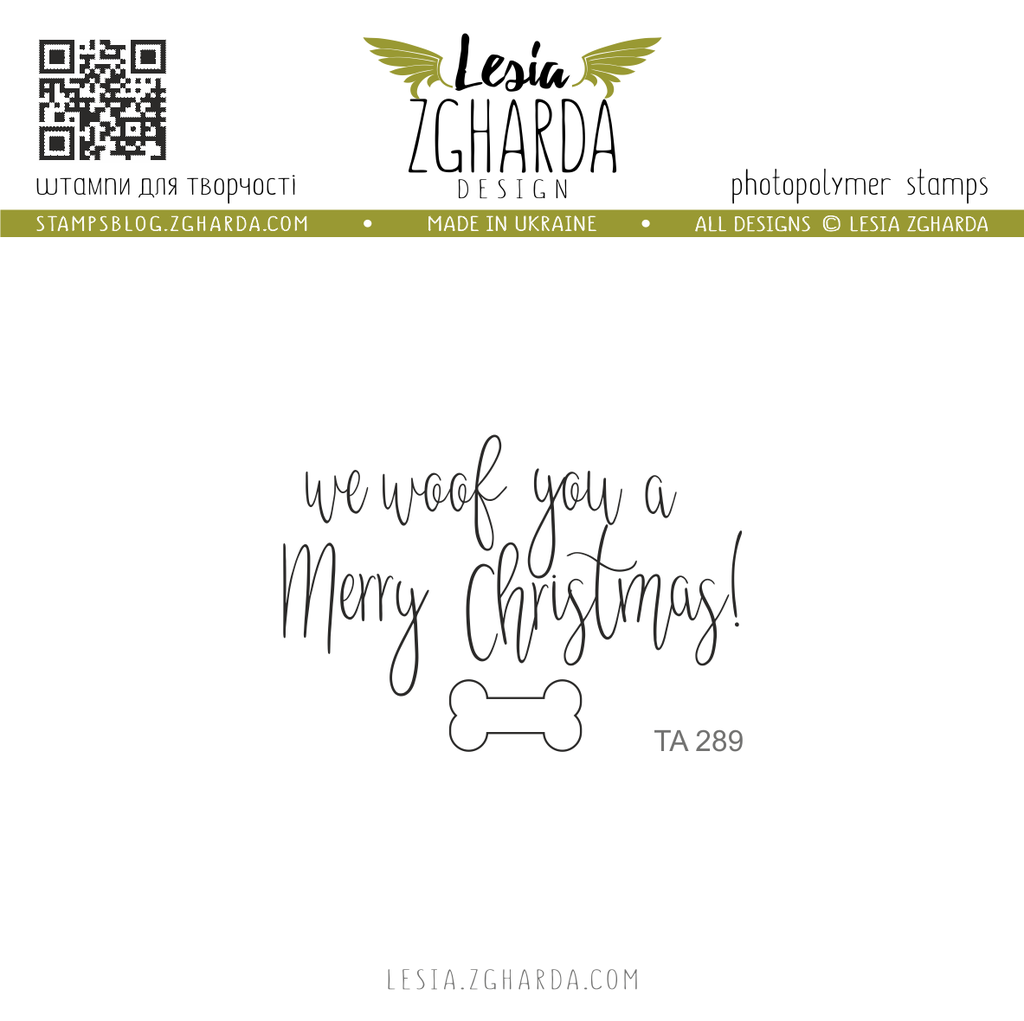 Image - We woof you a Merry Christmas sentiment stamp by Lesia Zgharda clear stamps