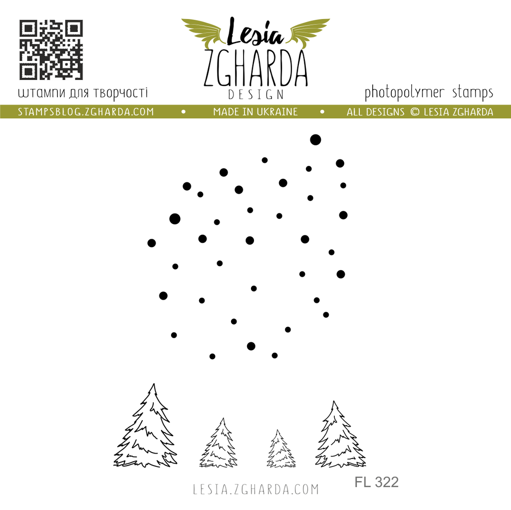 Image - Christmas trees and snowfall stamps by Lesia Zgharda clear stamps