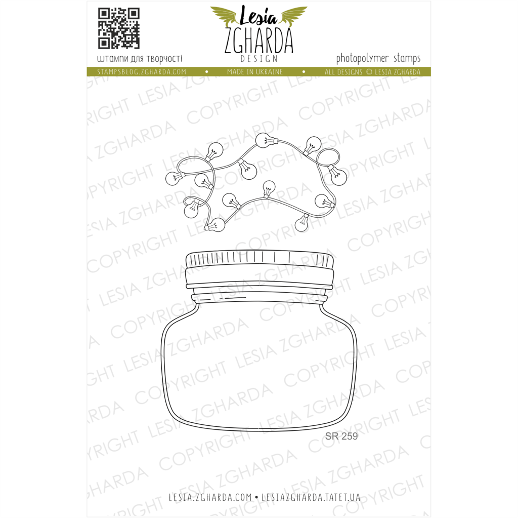 Image - Jar and light bulbs garland stamps by Lesia Zgharda clear stamps