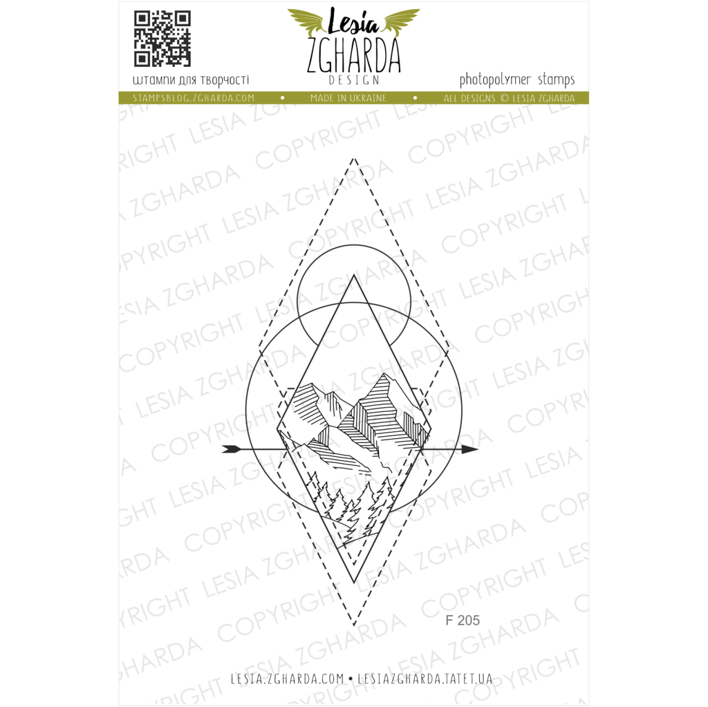 Image - Mountains in the geometric background stamp by Lesia Zgharda clear stamps