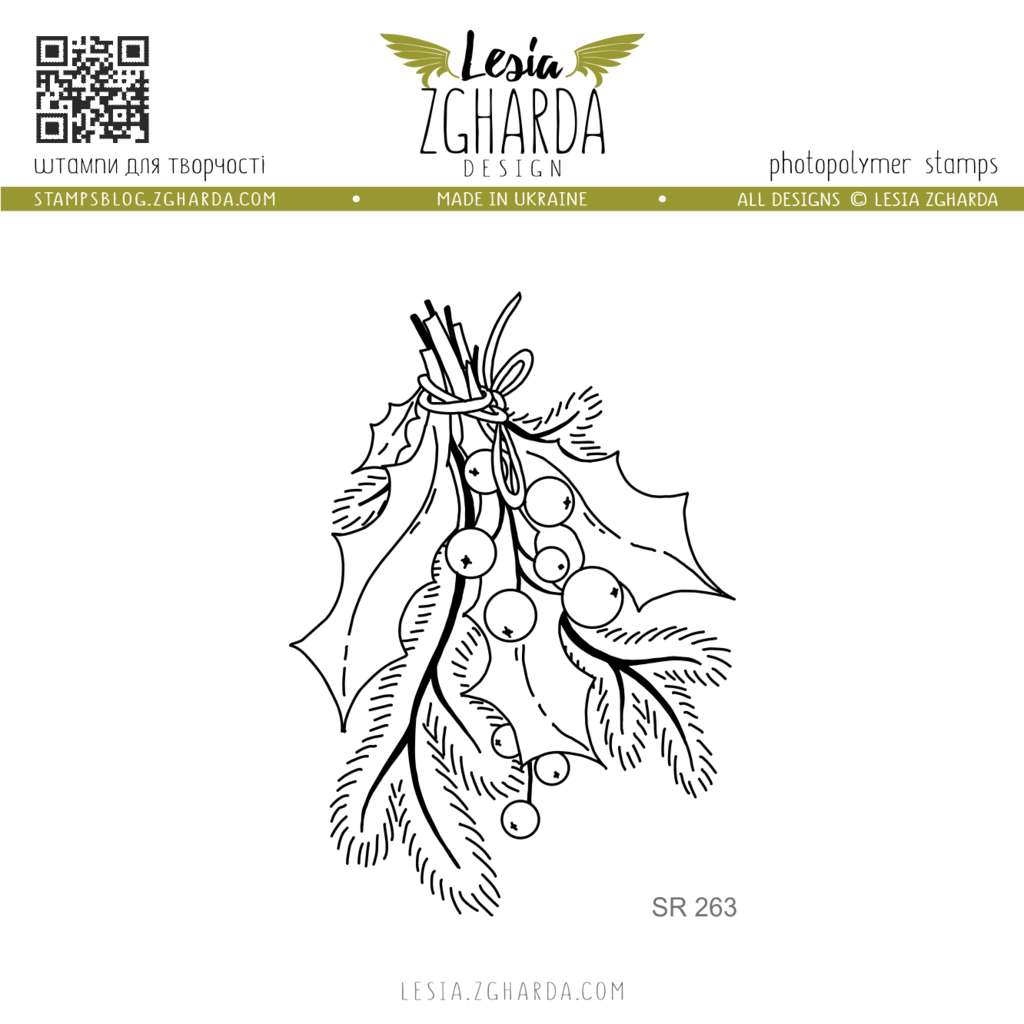 Image - Holly Christmas bouquet stamp by Lesia Zgharda clear stamps