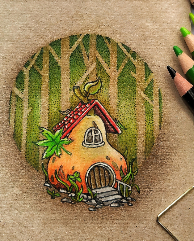 {FL324} Stamp "Pear - the small fairy-tale house"
