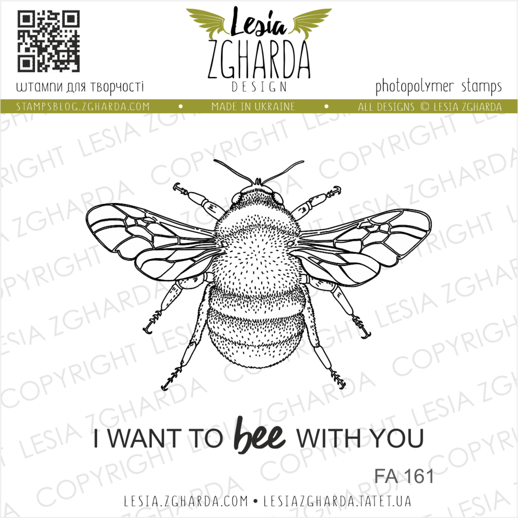 {FA161} Stamp Set "Bee and sentiment "I want to bee with you"