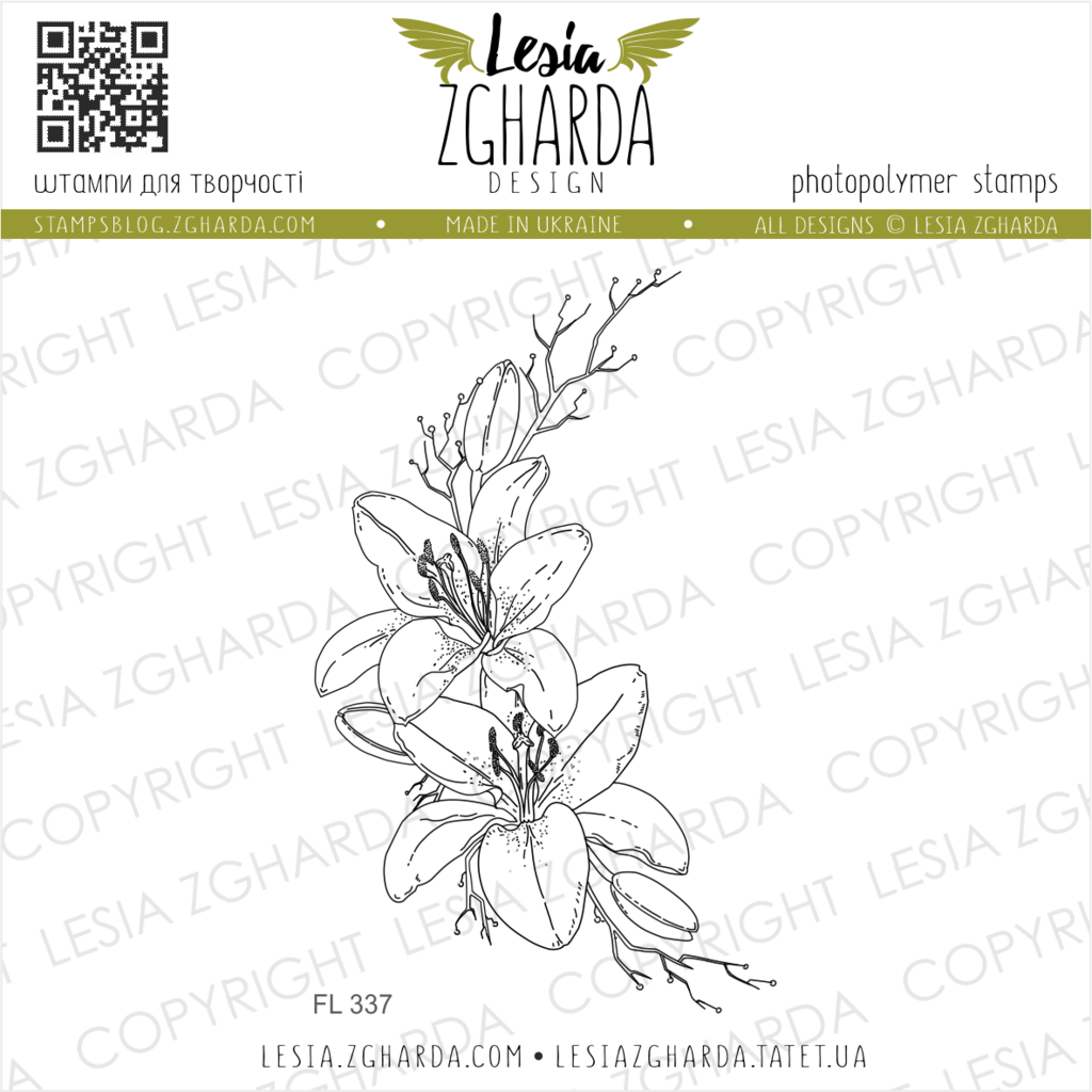 Image - Lily flowers stamp by Lesia Zgharda clear stamps
