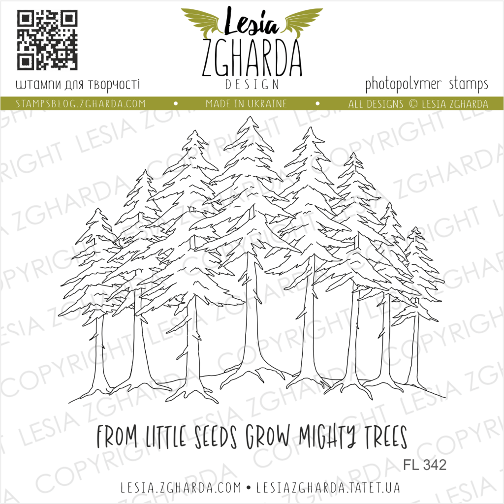 {FL342} Stamp Set "Forest trees with sentiment"