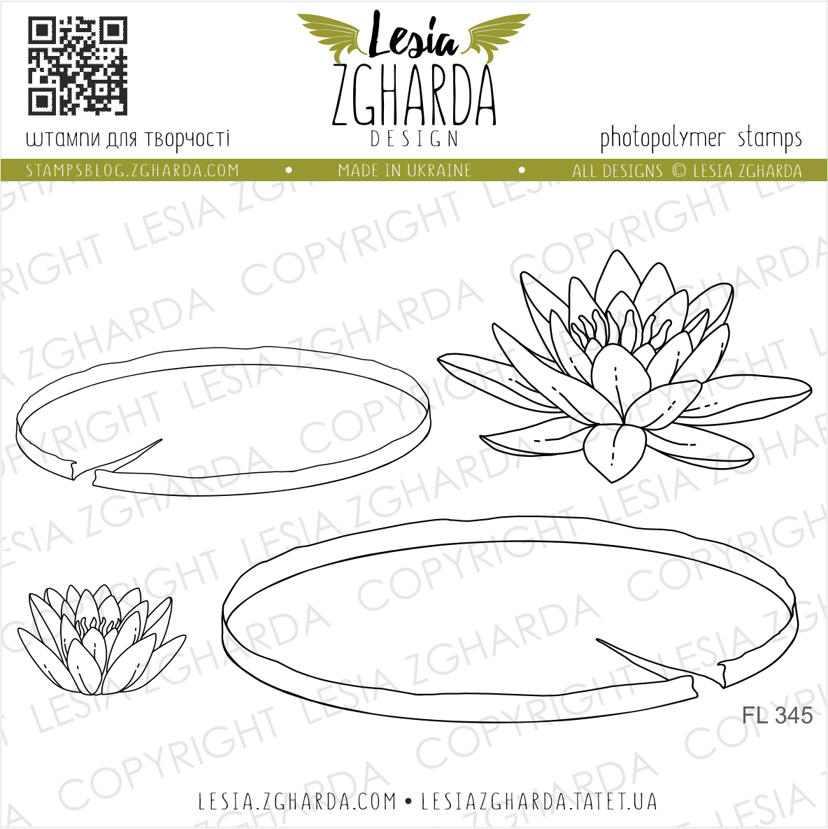 {FL345} Stamp Set "Water lily leaves and flowers"