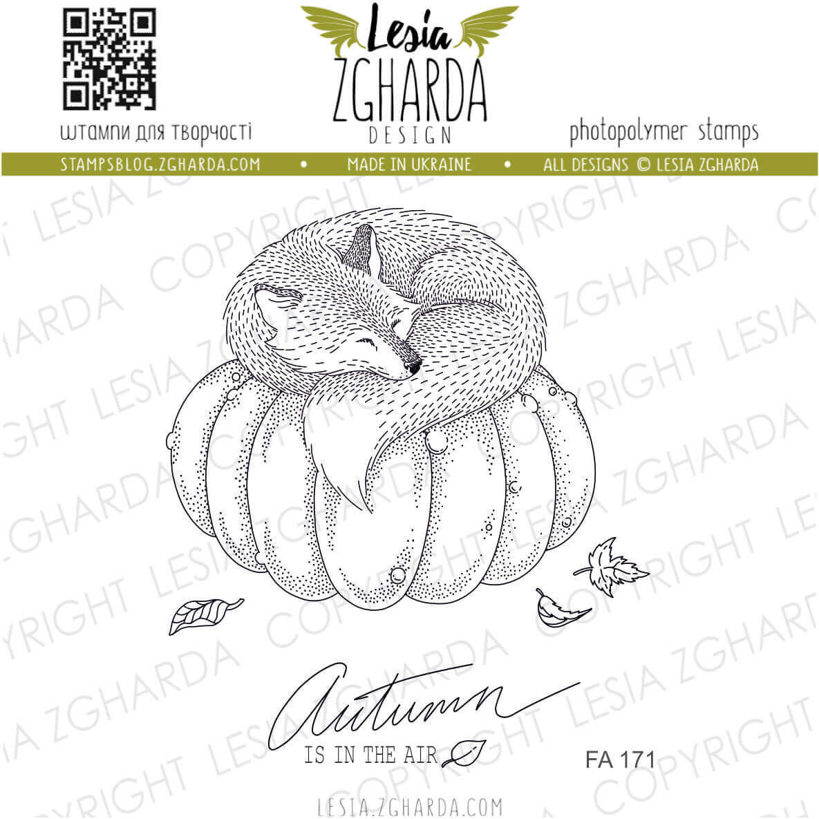 {FA171} Stamp Set "Fox sleeping on the pumpkin"