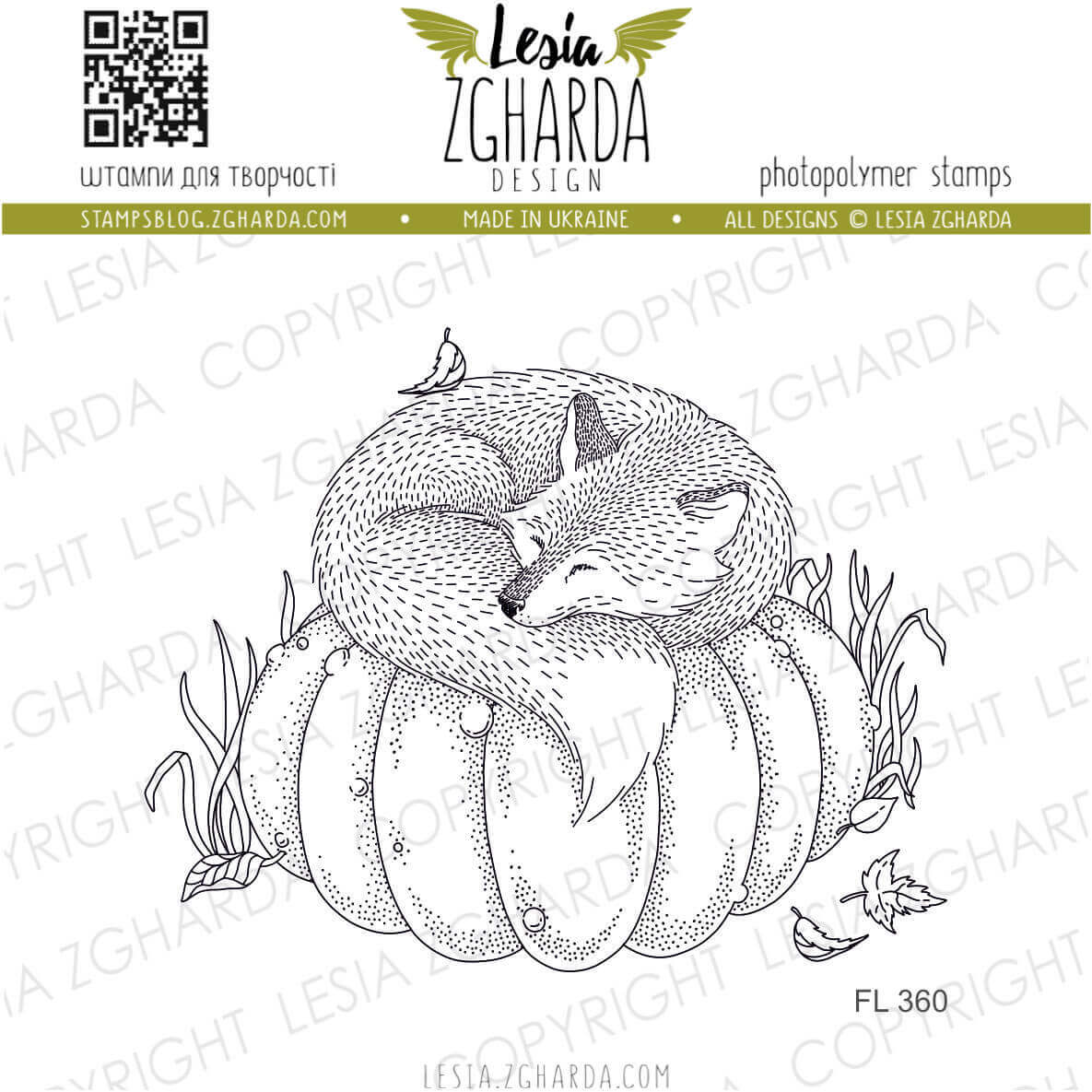 {FL360} Stamp "Sleeping fox on a pumpkin"