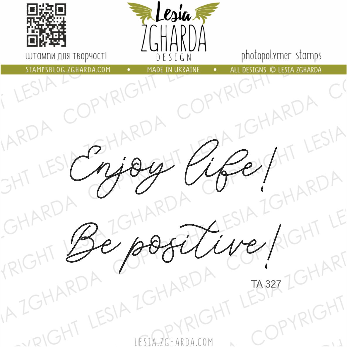 {TA327} Sentiment Stamp Set "Enjoy life! Be positive!"