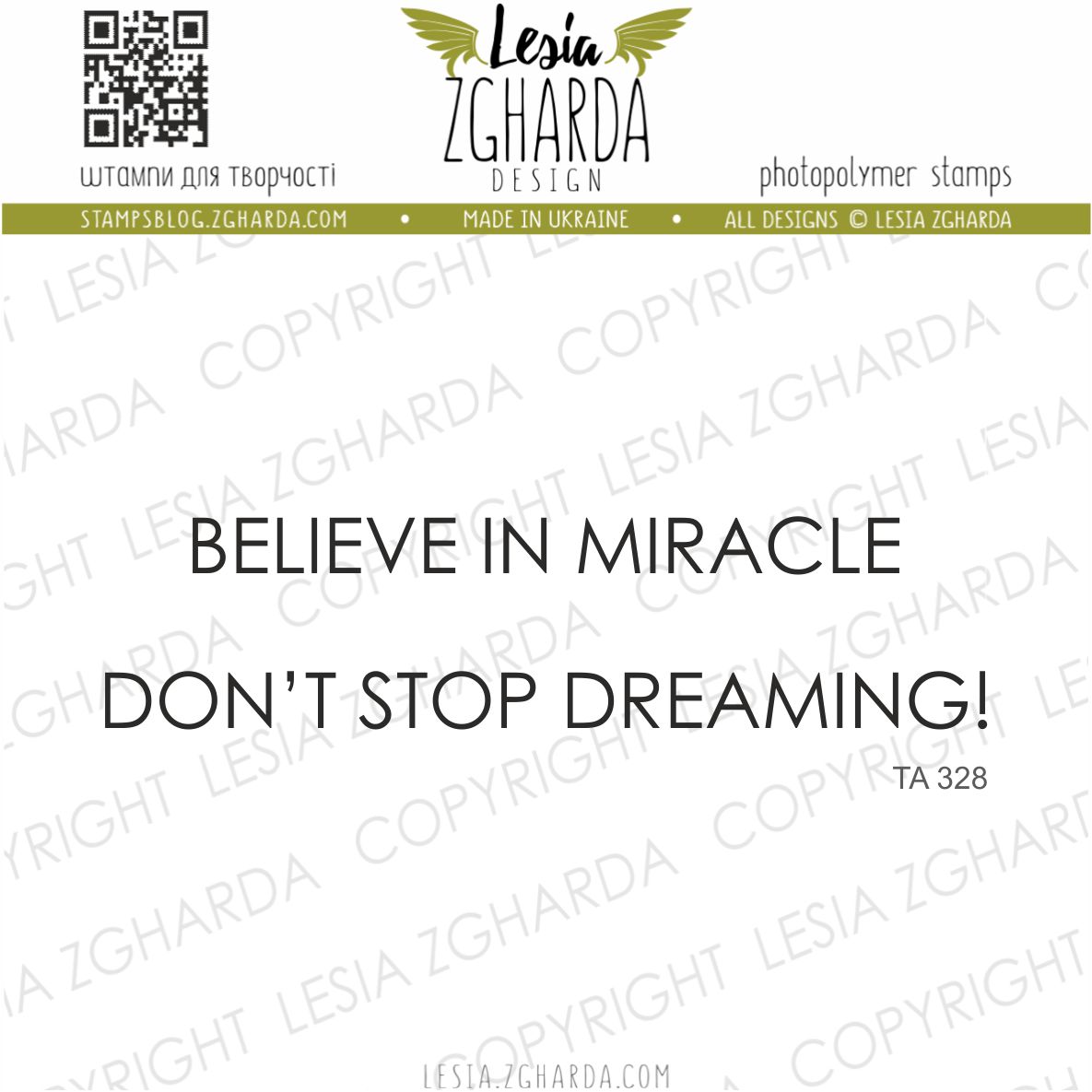 {TA328} Sentiment Stamp Set "Believe in miracle. Don`t stop dreaming!"