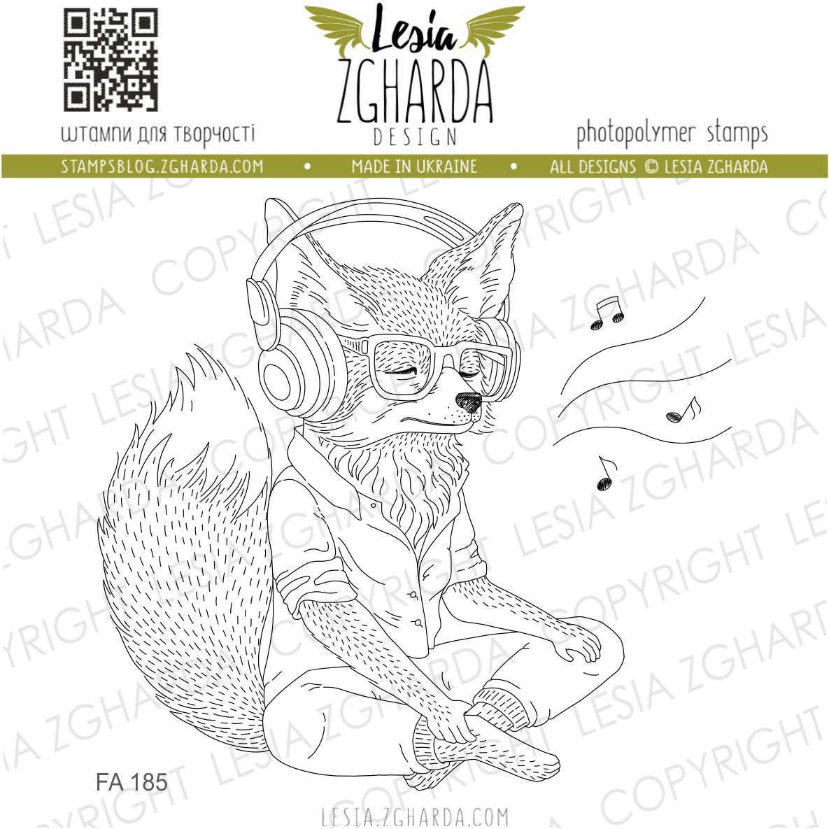 {FA185} Stamp Set "The fennec fox listening to music"