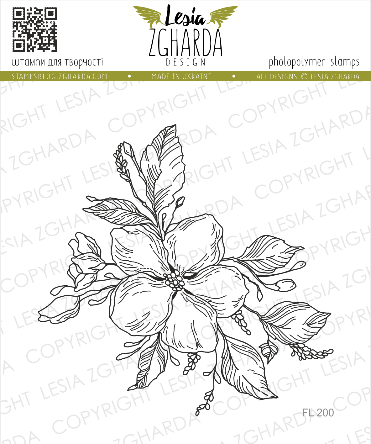 {FL200s} Stamp "Cherry blossom with hatching"