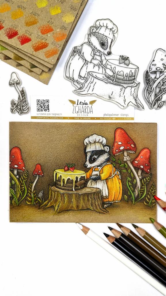 {K042} Stamp "Sweet Baker Badger"