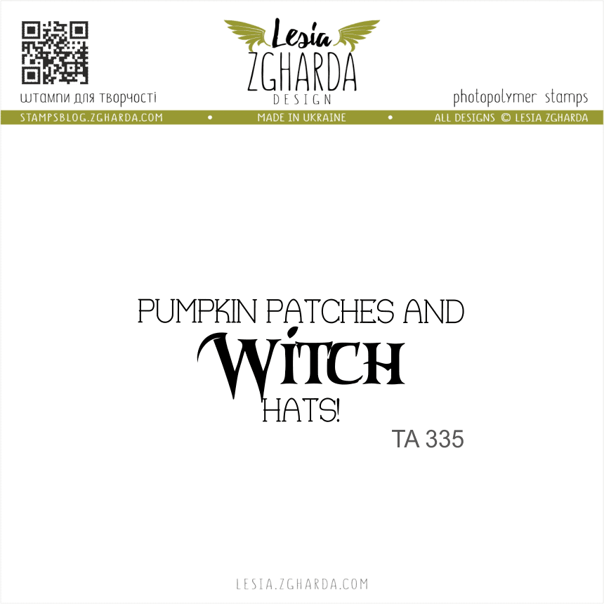 {TA335} Sentiment Stamp "Pumpkin patches and witch hats"