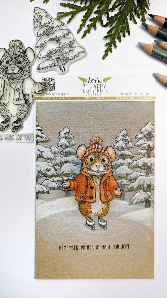 {FA198} Stamp "Winter Skating Mouse"