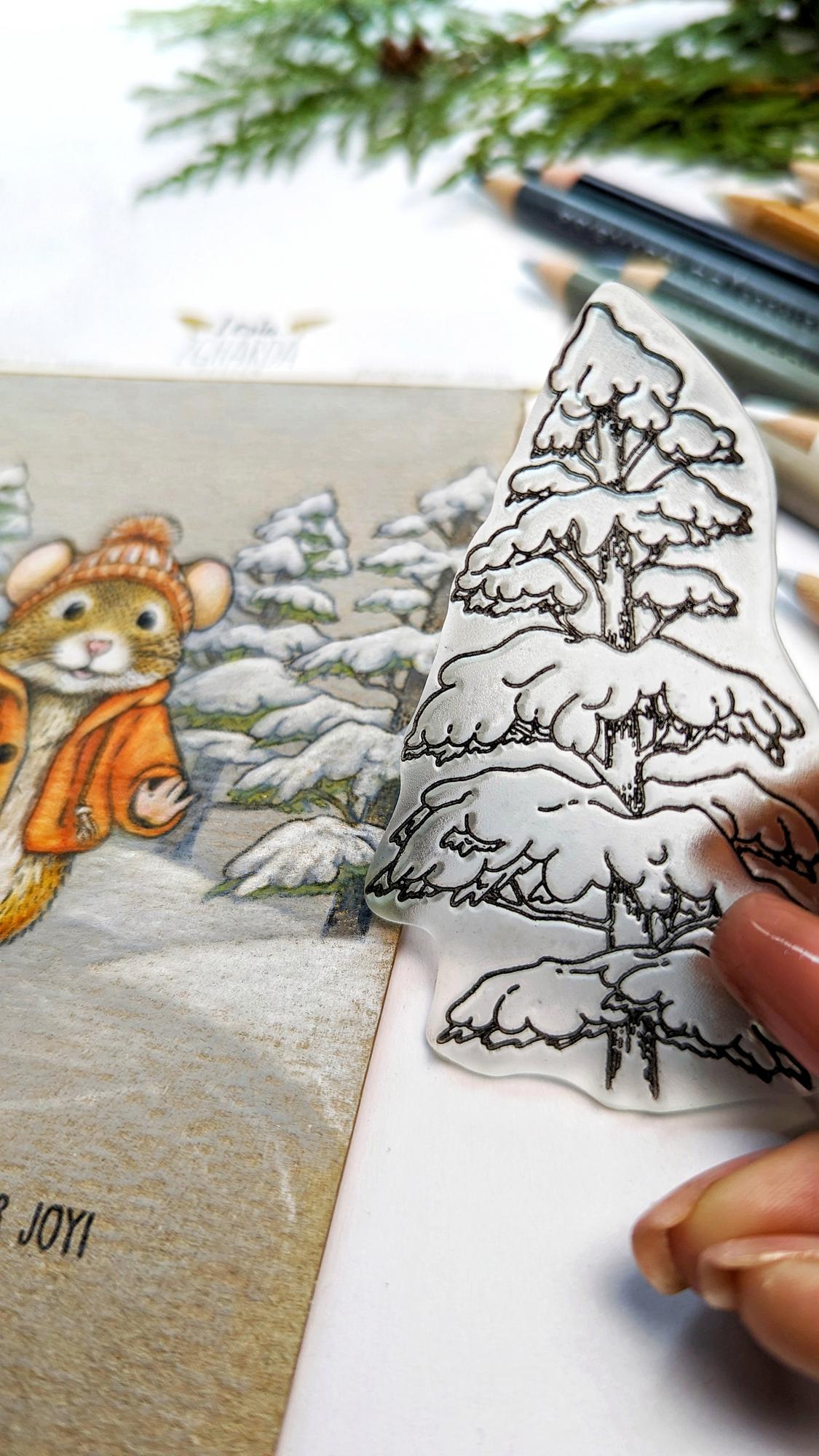 {FL371} Stamp Set "Winter Trees (Large)"