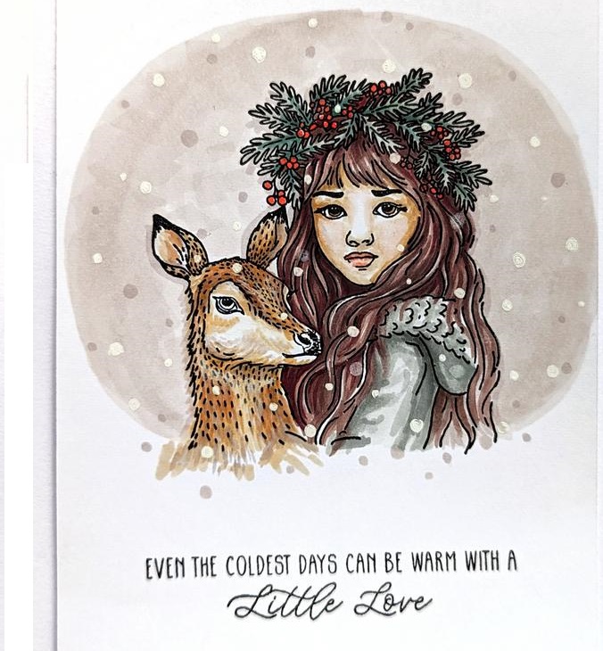 {TA337} Sentiment Stamp "Even coldest days can be warm with a little love"