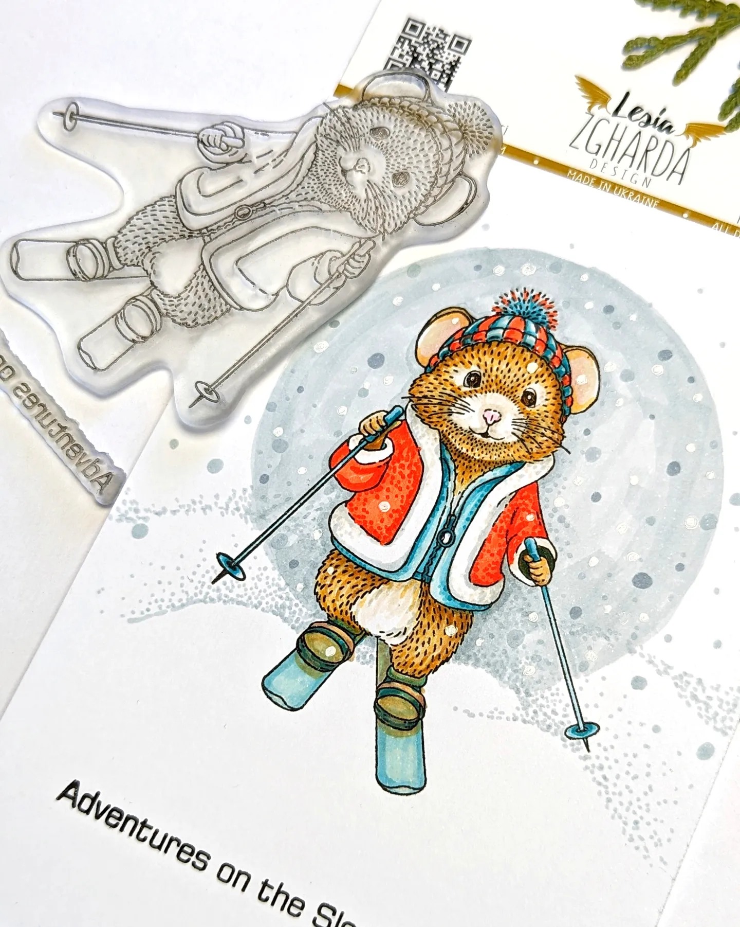{FA204} Stamp "Mouse on Skis"
