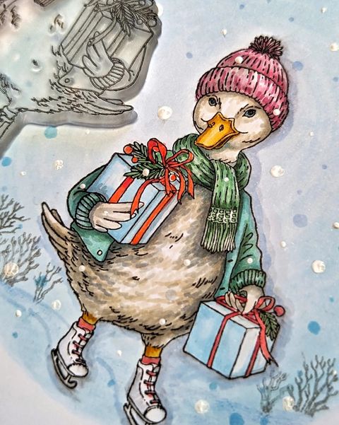 {FA205} Stamp "Cute Goose with gifts"