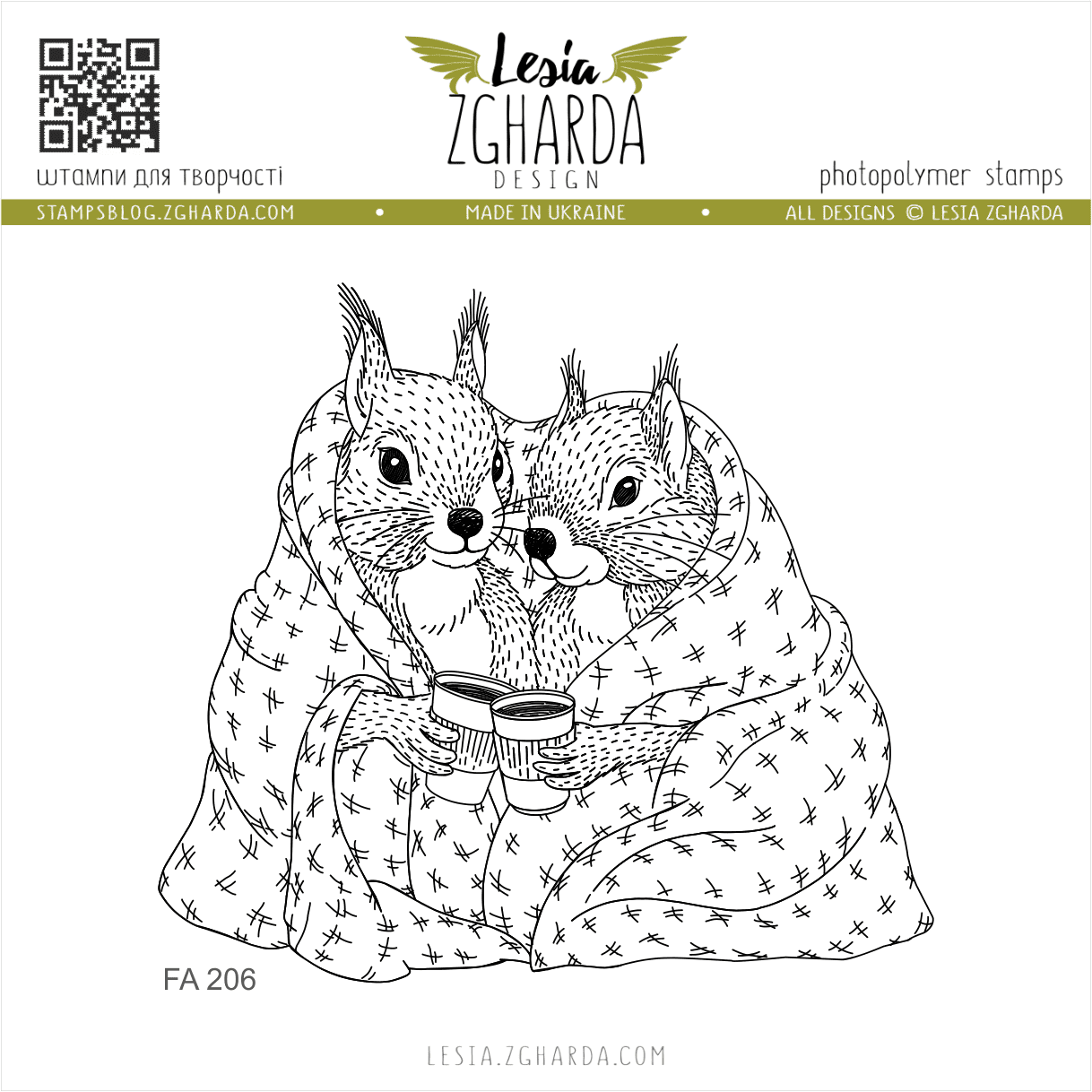 {FA206} Stamp "Cozy Squirrels Hugs"