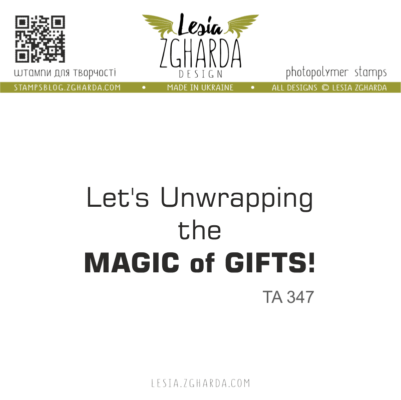 {TA347} Sentiment Stamp "Let's Unwrapping the Magic of Gifts!"