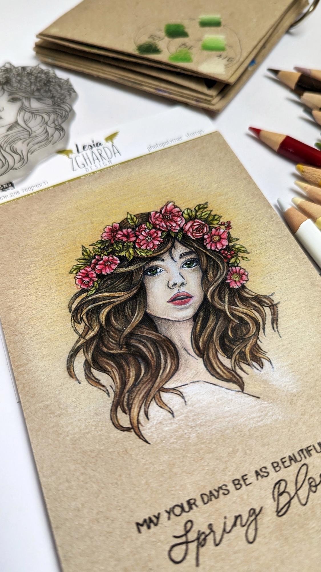 {FA207} Stamp "Girl in a Wreath"