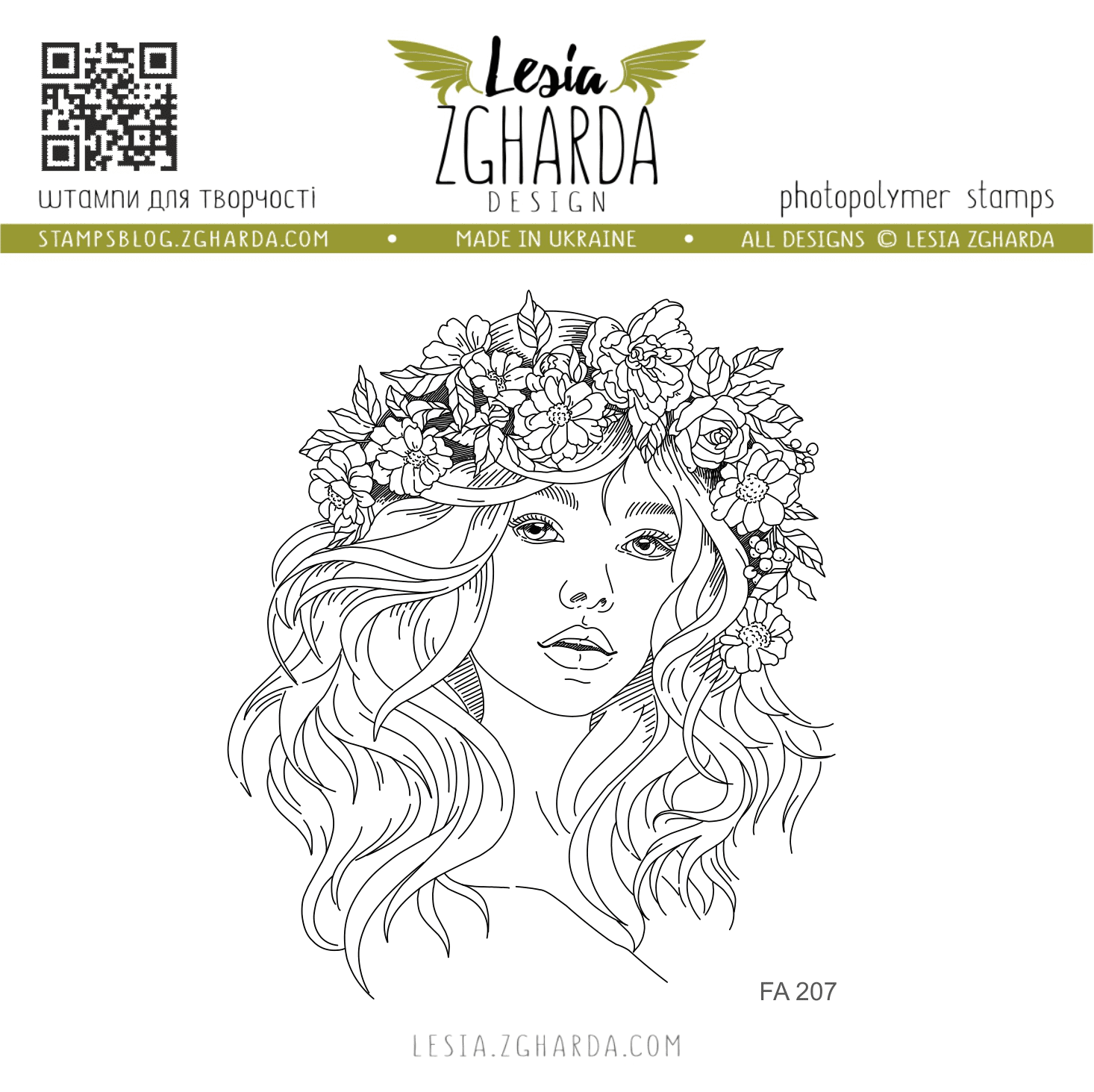 {FA207} Stamp "Girl in a Wreath"