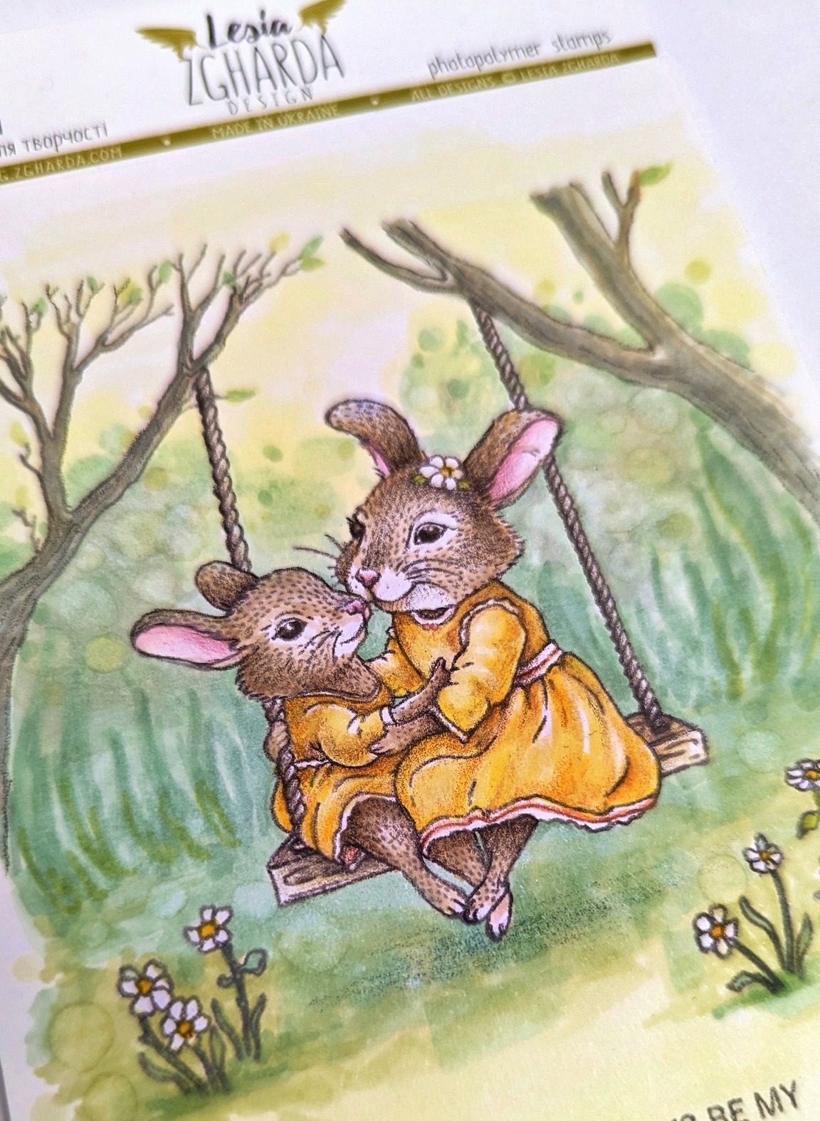 {FA220} Stamp "Bunnies on a swing"