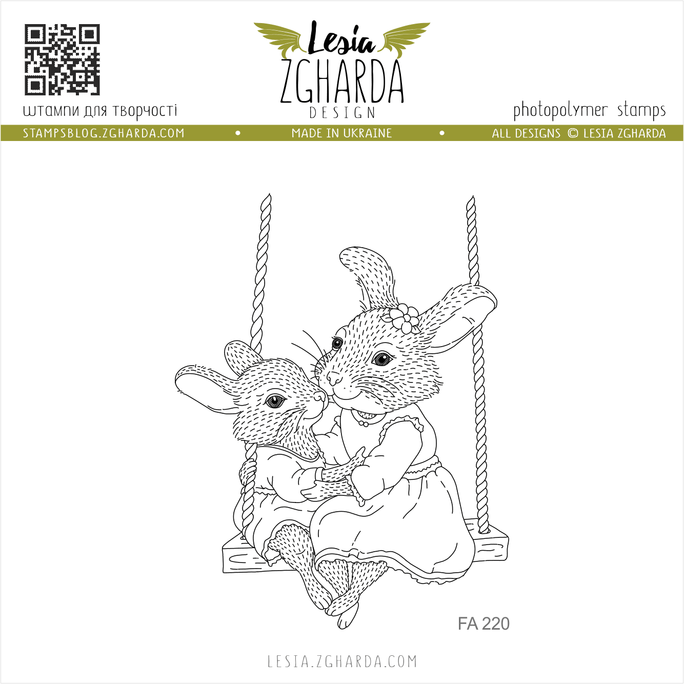 {FA220} Stamp "Bunnies on a swing"
