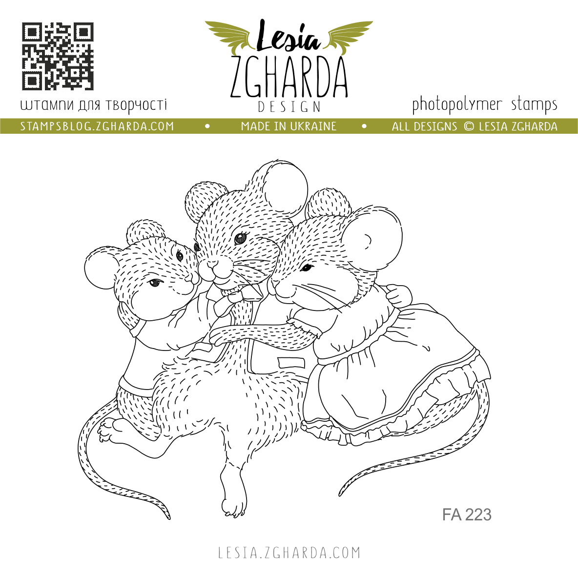 {FA223} Stamp "Daddy Mouse with Baby Mice"