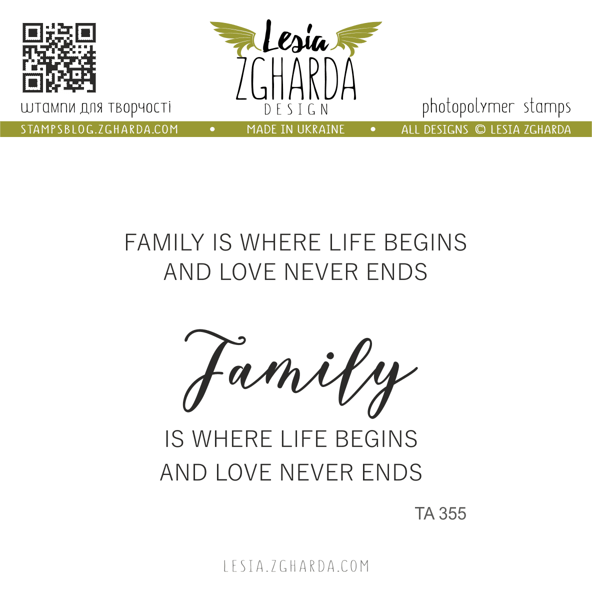 {TA355} Stamp Set "Family is where life begins and love never ends"