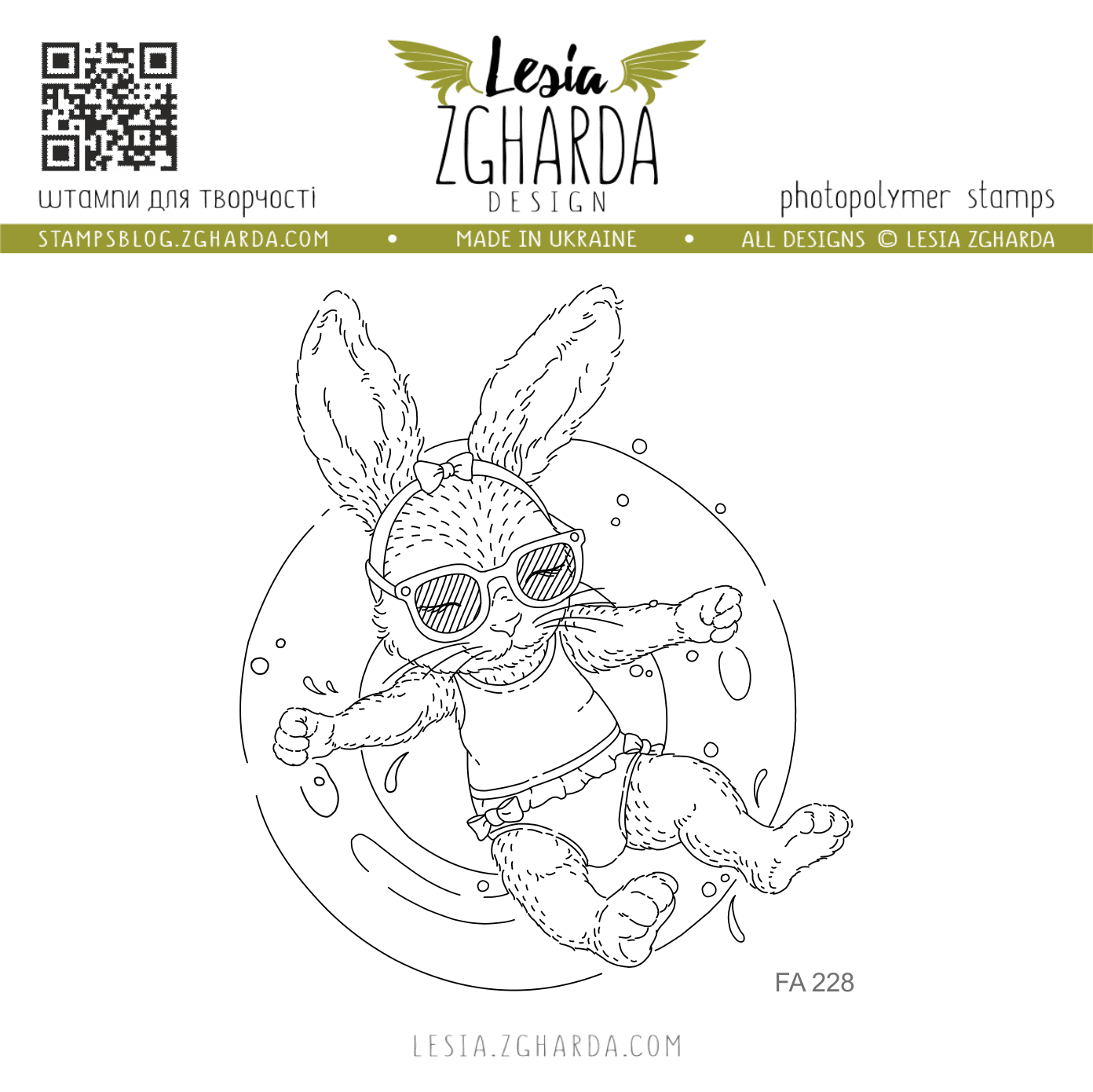 {FA228} Stamp "Bunny Girl on Swim Ring"
