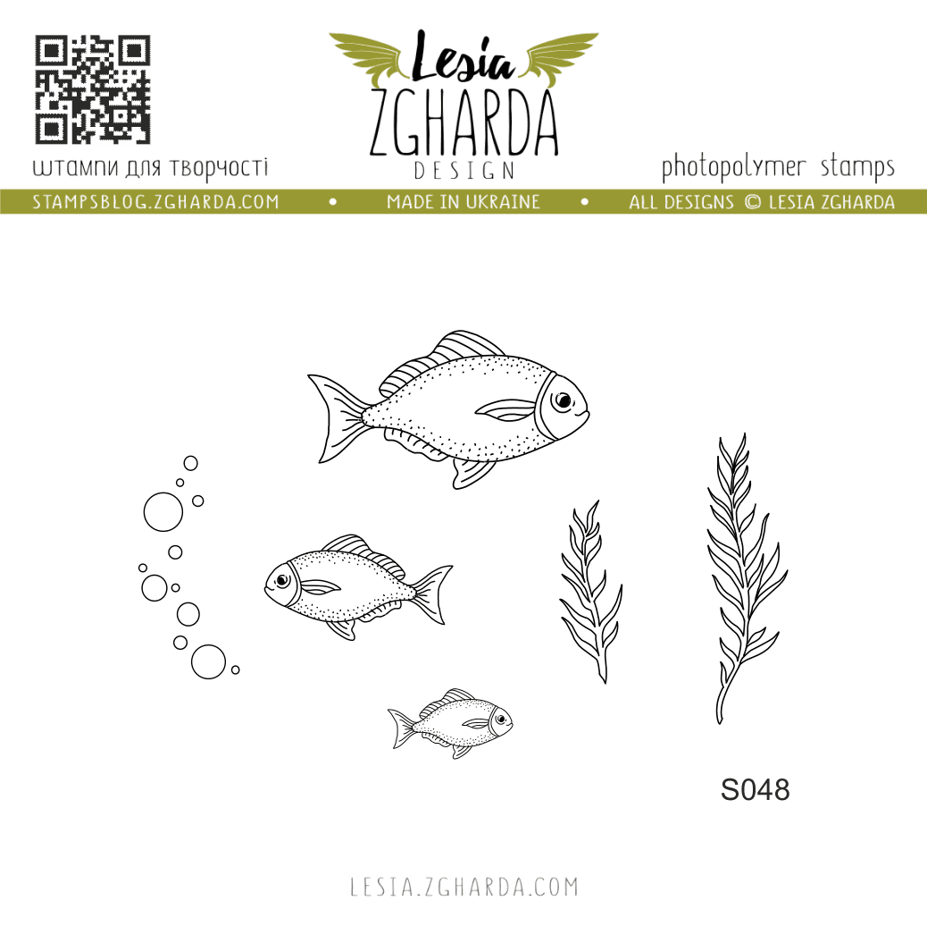 {S048} Stamp Set "Fishes, Seaweed, Bubbles."