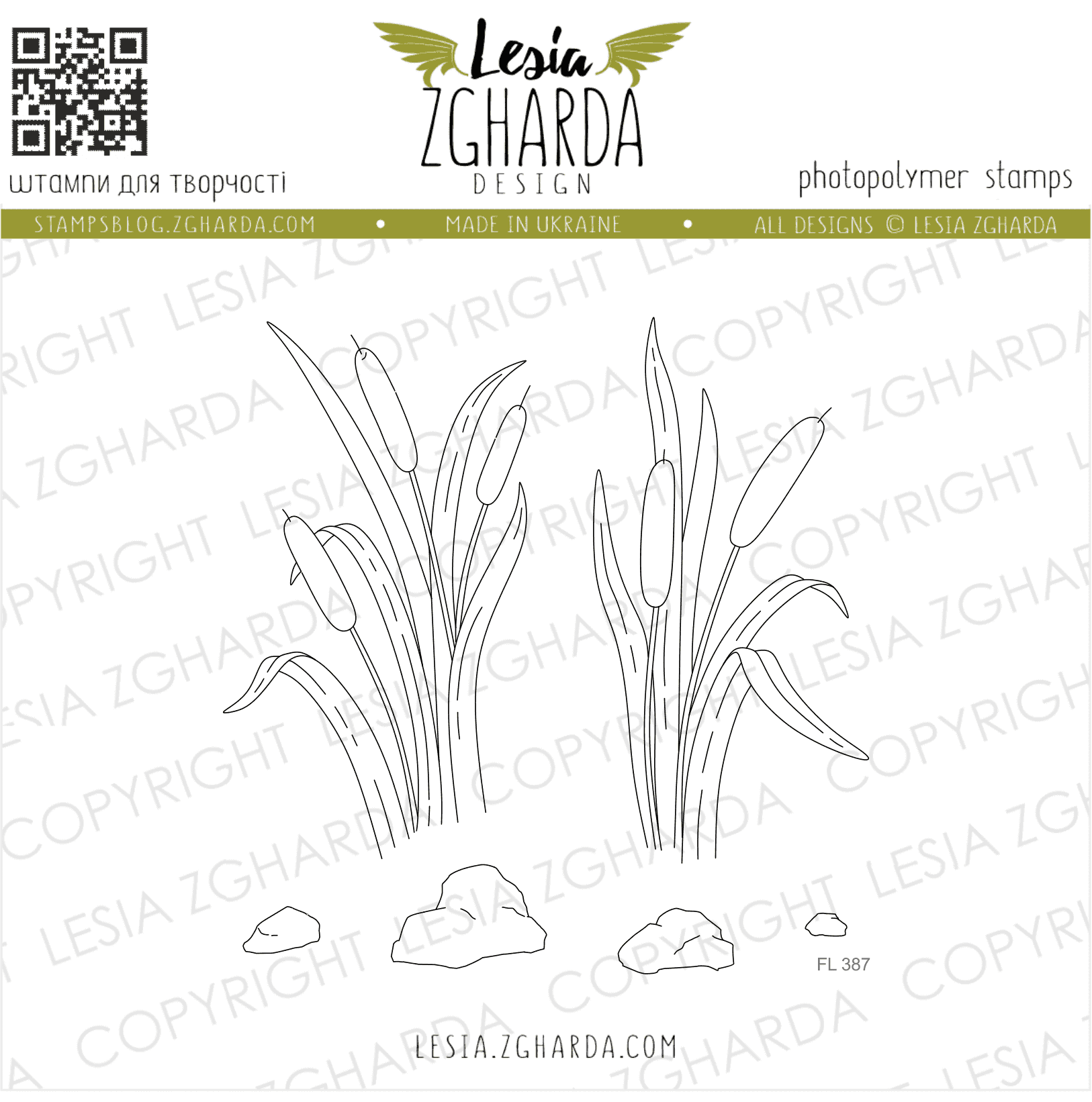 {FL387} Stamp Set "Reed Grass and Stones"