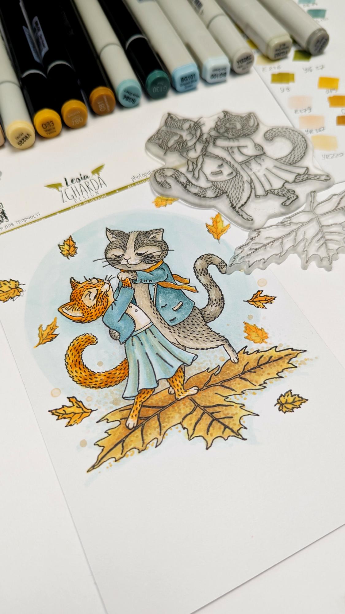 {FA235} Stamp "Dancing Cats"