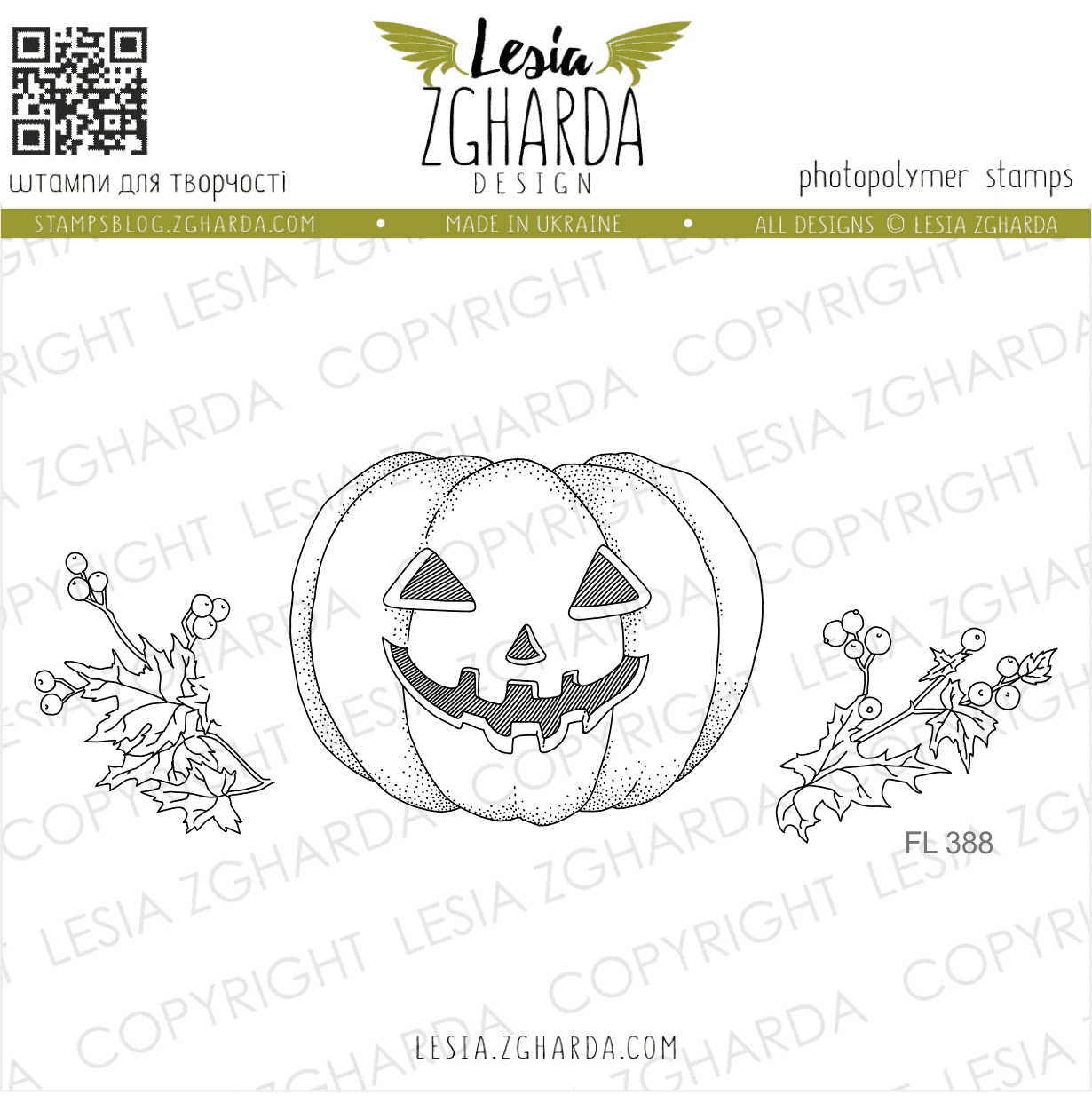 {FL388} Stamp Set "Halloween Pumpkin and Grass"