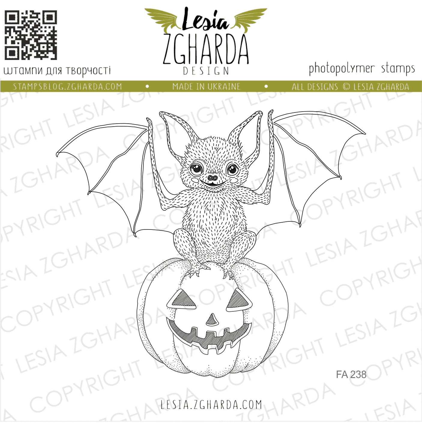{FA238} Stamp 'Halloween Bat on the Pumpkin"