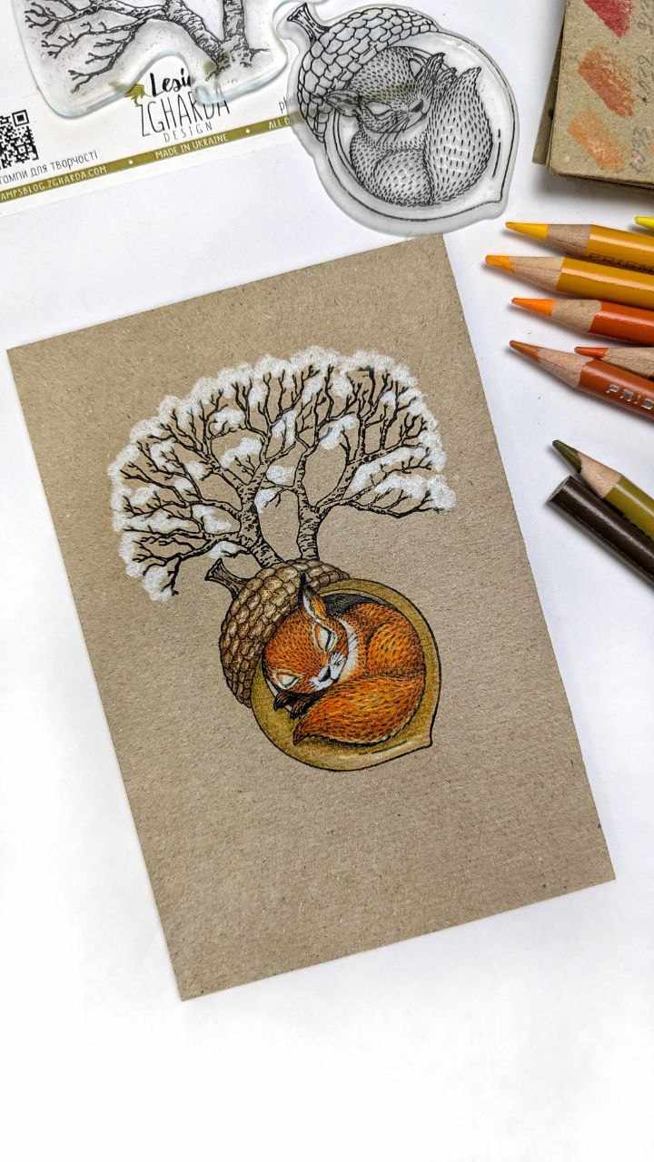 {FA241} Stamp "A Sleeping Squirrel in an Acorn Shell"