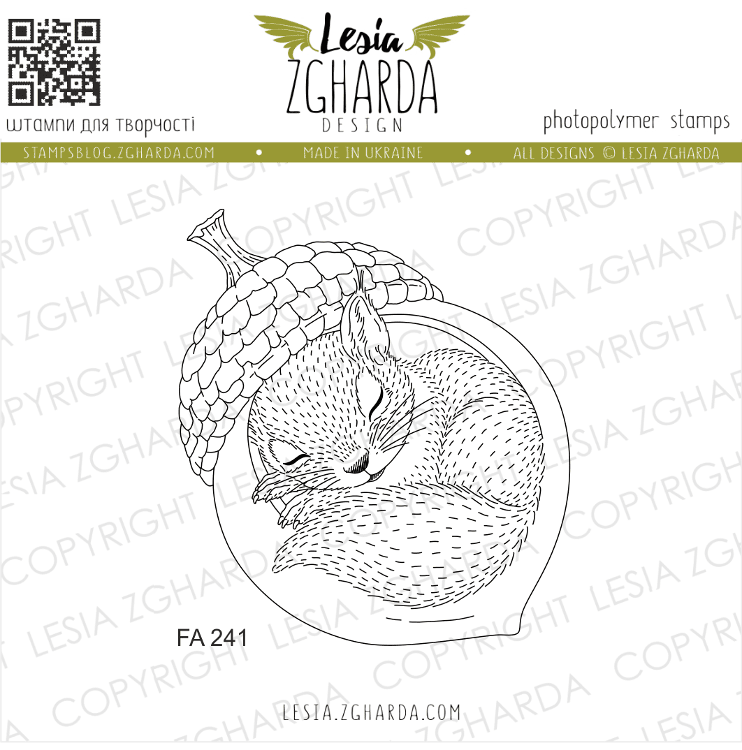 {FA241} Stamp "A Sleeping Squirrel in an Acorn Shell"