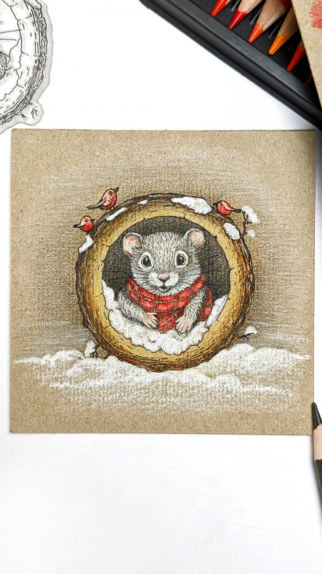 {FA243} Stamp "Mouse in the Hollowed Tree"