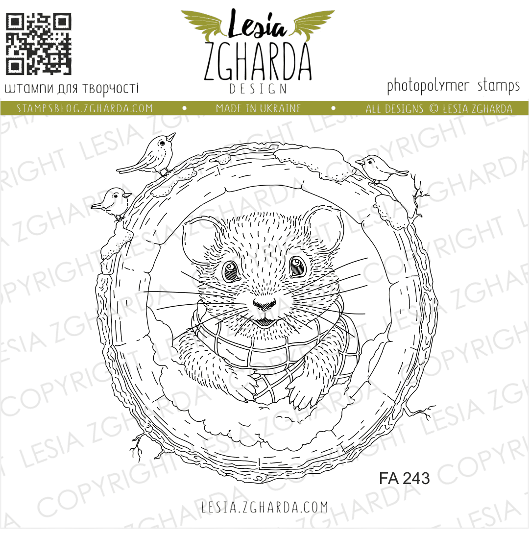 {FA243} Stamp "Mouse in the Hollowed Tree"