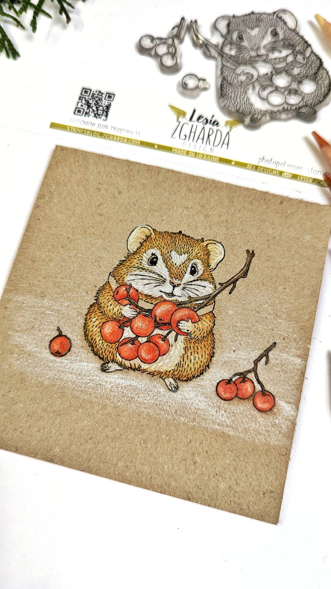 {FA244} Stamp Set "Hamster with Berries"