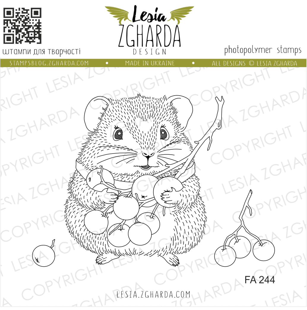 {FA244} Stamp Set "Hamster with Berries"