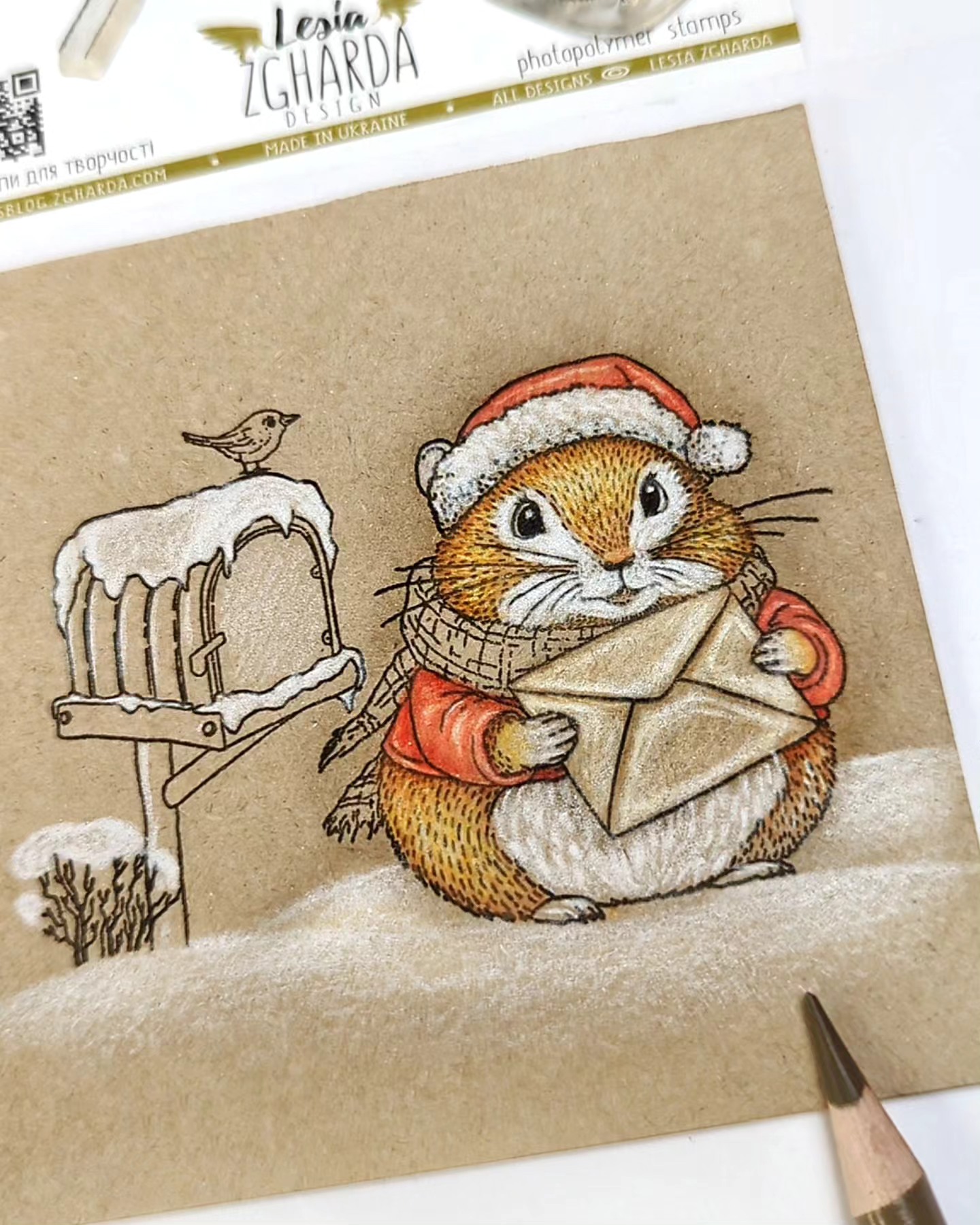 {FA245} Stamp "Christmas Hamster with Envelope"