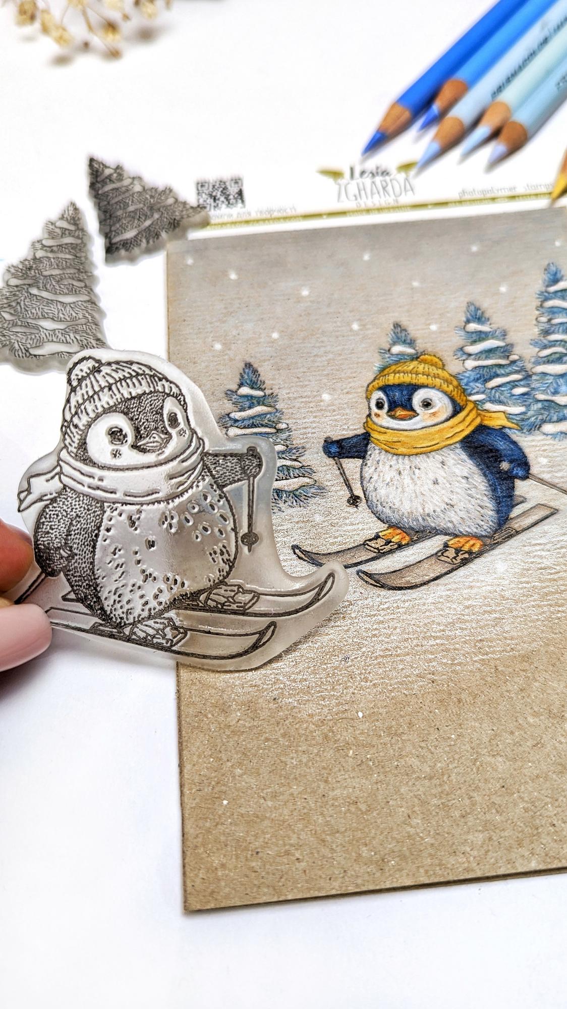 {FA250} Stamp "A cute penguin on skis"