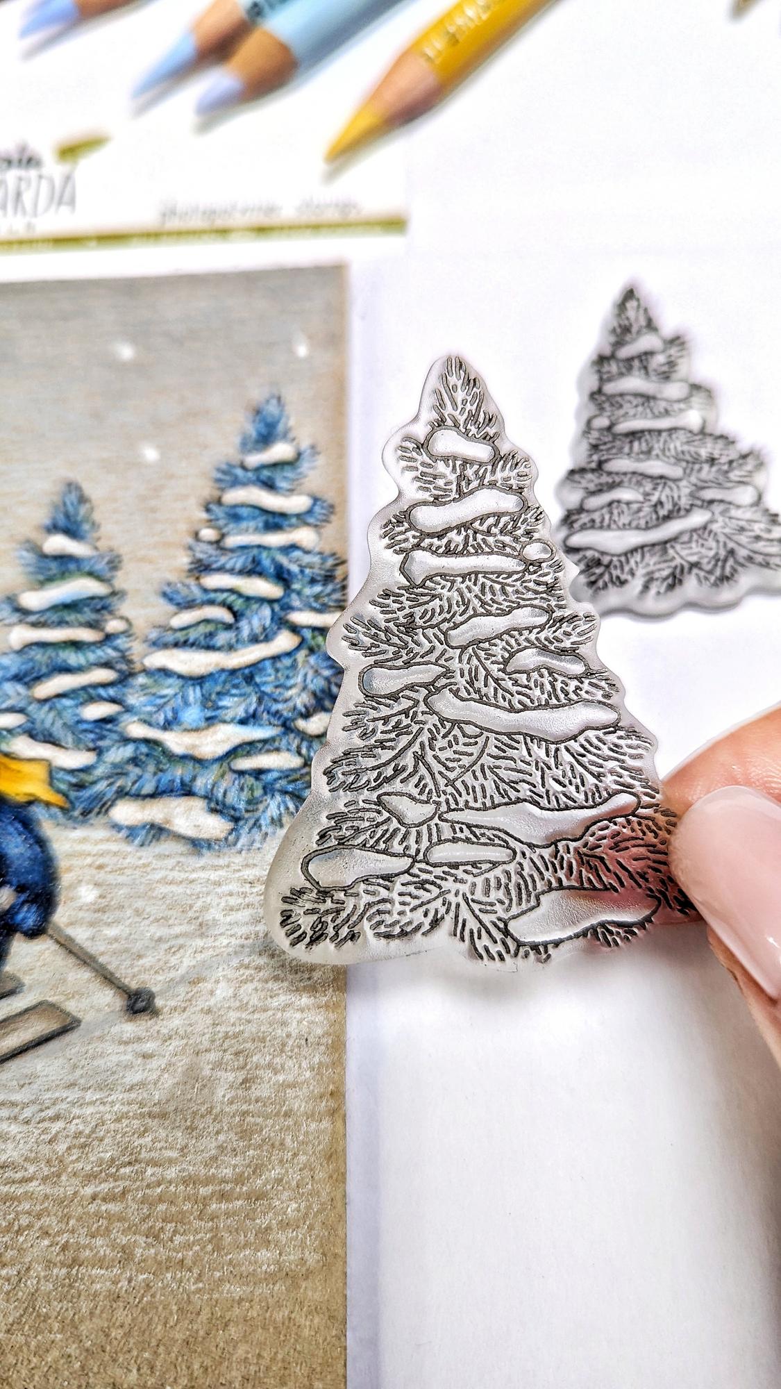 {FL391} Stamp Set "Snowy Christmas Trees""