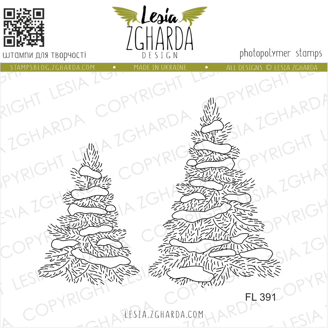 {FL391} Stamp Set "Snowy Christmas Trees""