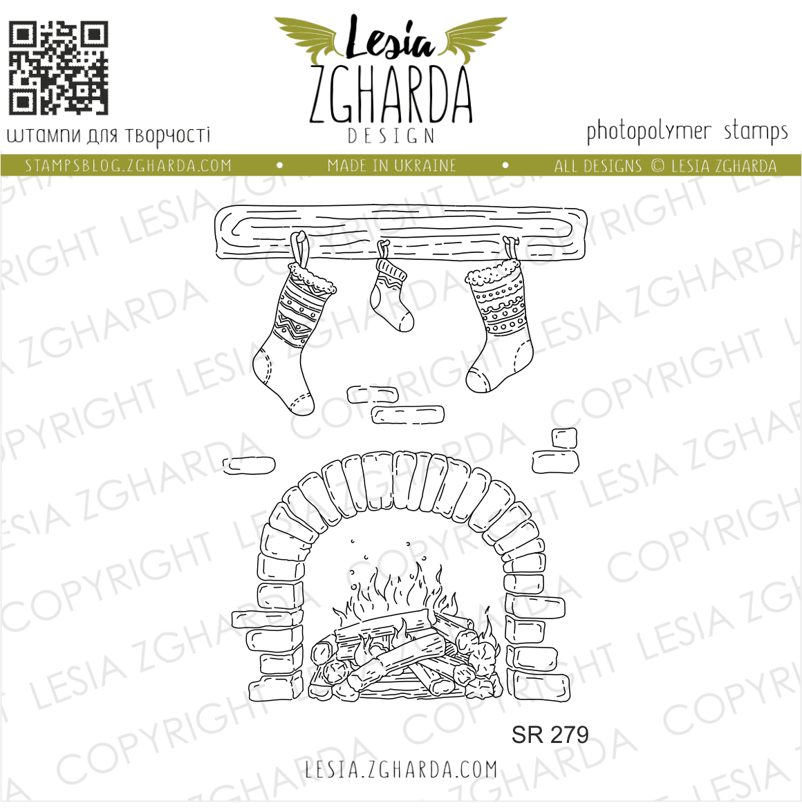 {SR279} Stamp Set "Festive Fireplace with Stockings"