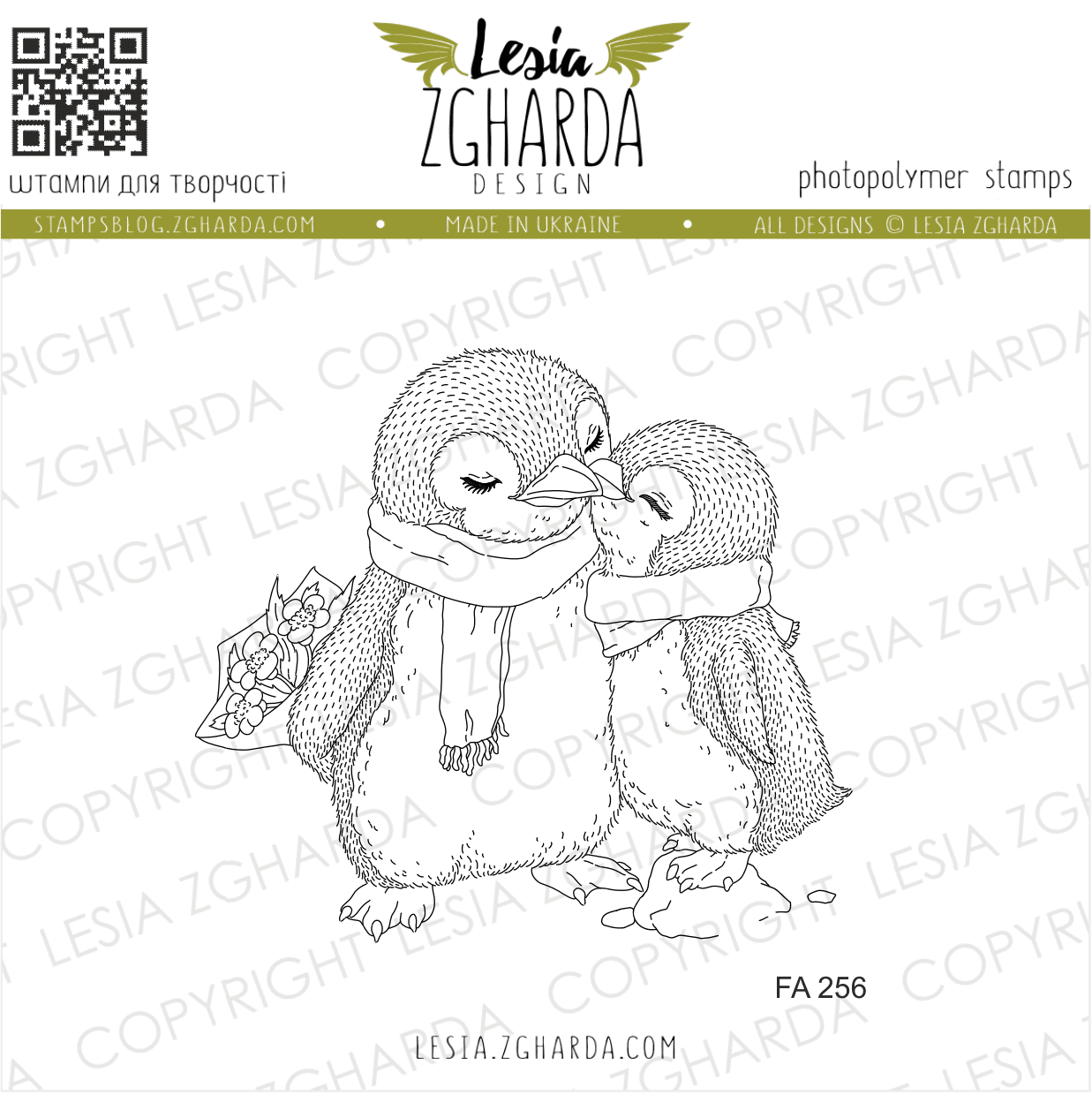 {FA256} Stamp "Penguins in Love"