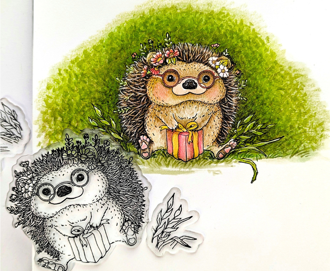 {FA266} Stamp "Hedgehog with Present"